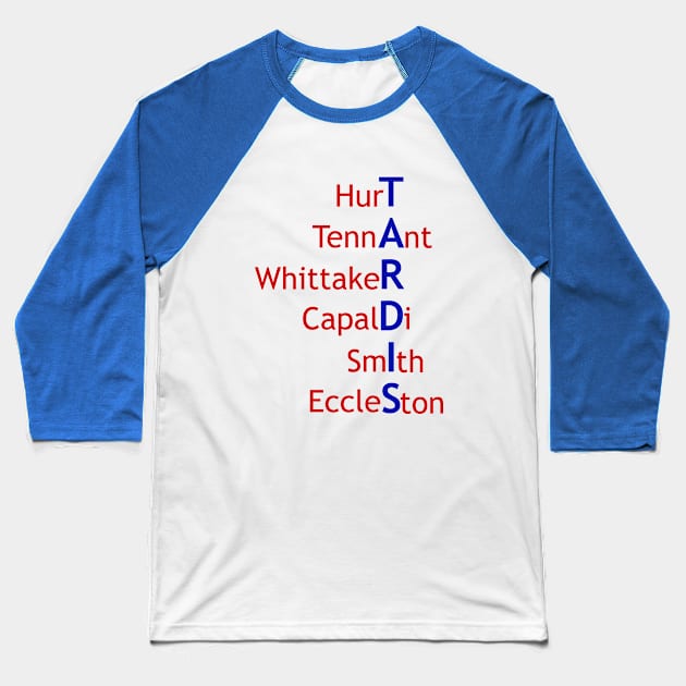 TARDIS - New Doctor Who Actor Names Baseball T-Shirt by SOwenDesign